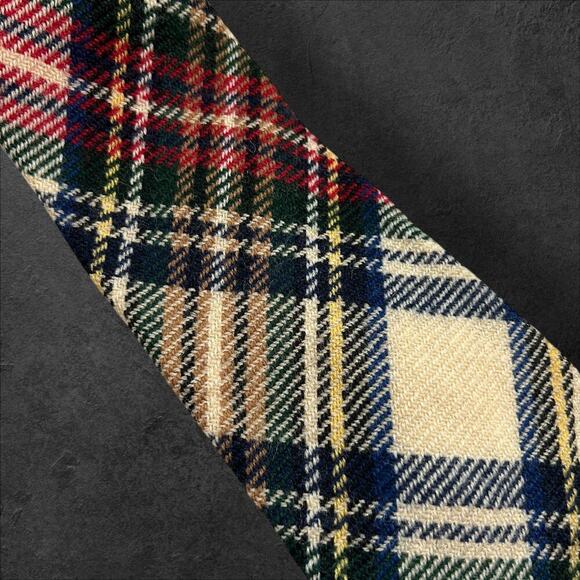 Vintage Rooster Ruffler Men's Holiday Tartan Plaid 100% Wool Professional Tie - Picture 2 of 3